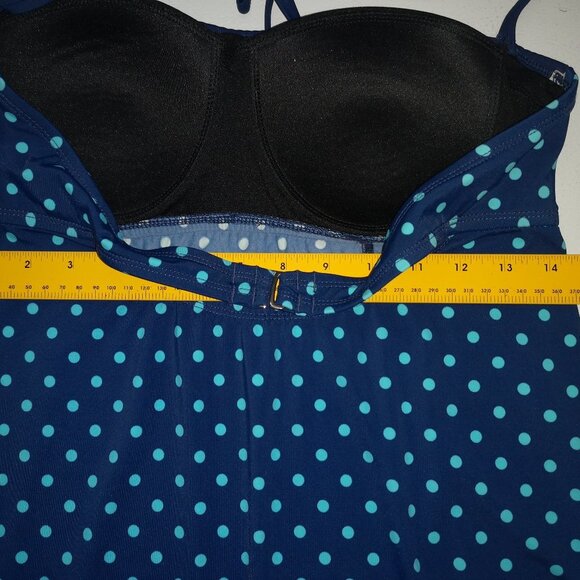 South Point Ladies Size 12 Navy with Teal Polka Dots Tankini Top - Picture 10 of 10